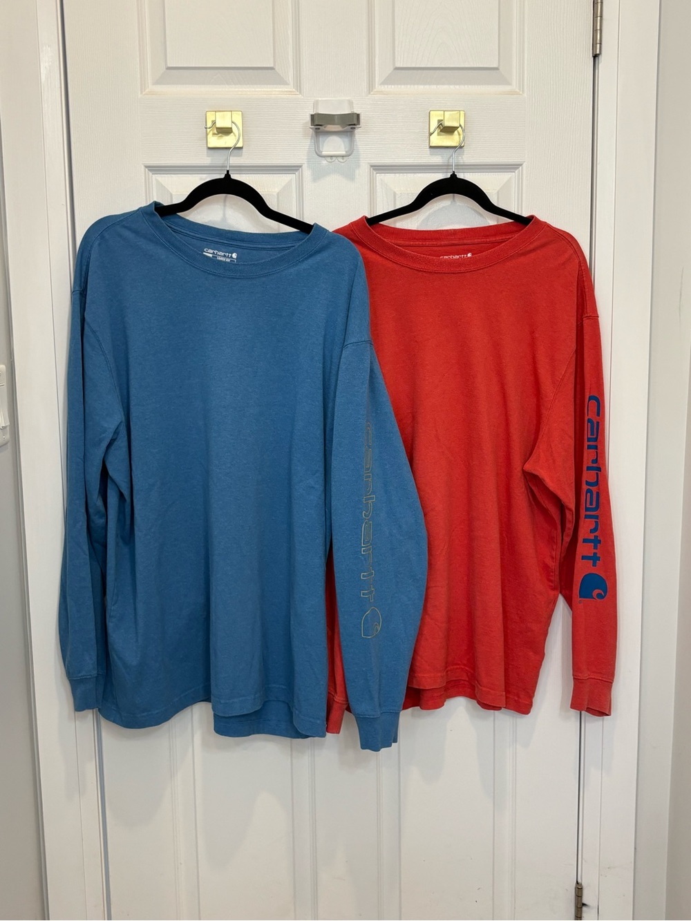 Carhartt Men’s Long Sleeve Logo Tees - Blue & Red #1495